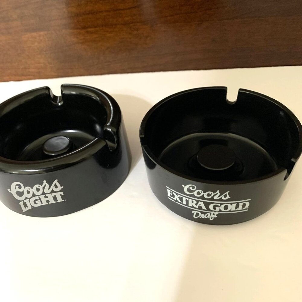 Vintage Set of Coors Light & Coors Extra Gold Ashtrays 80s‎ 90s